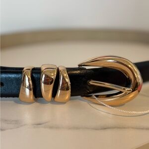 Edikted Venus Faux Leather Belt with Gold Buckle and Decorative Loops